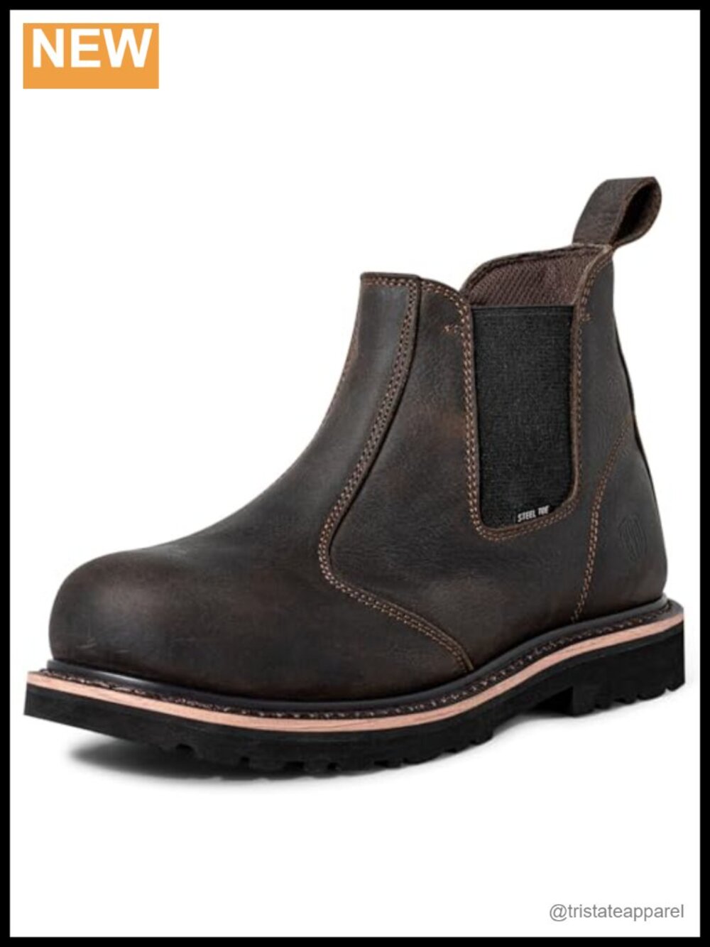Steel Toe Work Boots Goodyear Welt Full Grain Leather Round Toe 6in Safety Boot